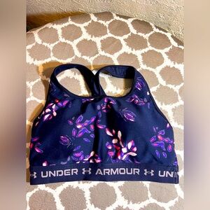 Under Armour Navy / Purple Sports Bra with Pink Floral Pattern athletic running